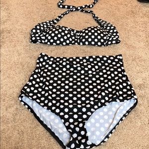 High waisted 2 piece swim suit